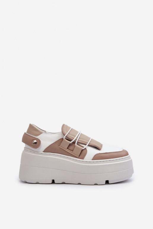 Zazoo 1833 Sneakers tüüpi jalanõud Naiselik Nahk moodsate massiivsete taldadega beeži värvi-valget värvi