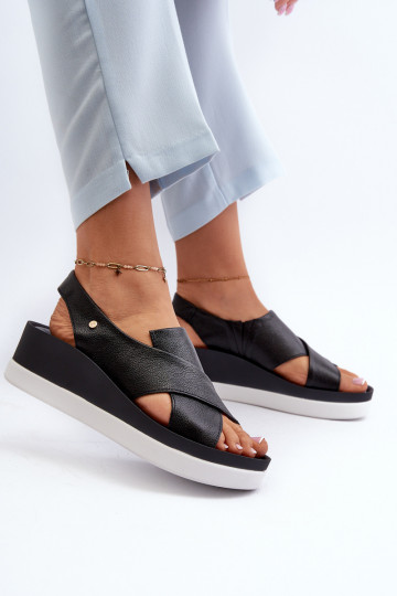 Zazoo 40256 Nahk Platvormiga sandaalid mustad 2