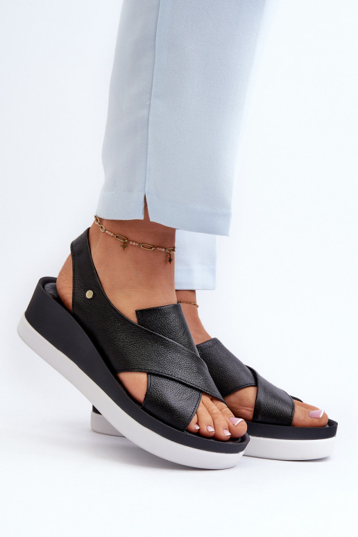 Zazoo 40256 Nahk Platvormiga sandaalid mustad