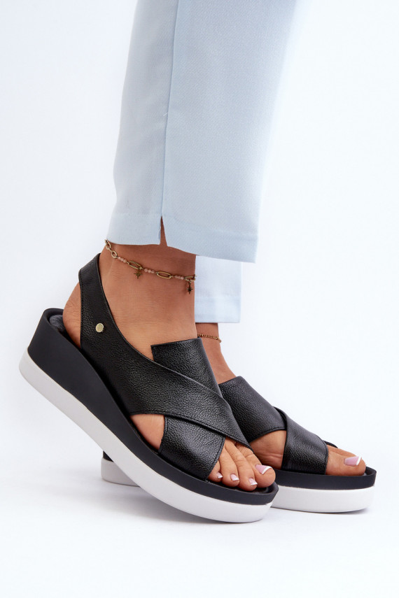 Zazoo 40256 Nahk Platvormiga sandaalid mustad
