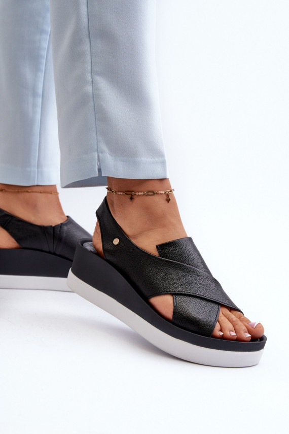 Zazoo 40256 Nahk Platvormiga sandaalid mustad