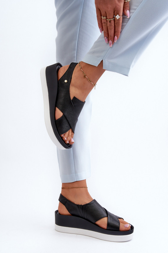 Zazoo 40256 Nahk Platvormiga sandaalid mustad