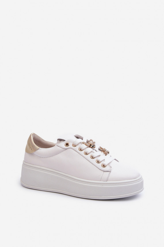 Nahk Sneakers tüüpi jalanõud Naiselik platvormiga Z Przypinkami D&A SN67 valget värvi