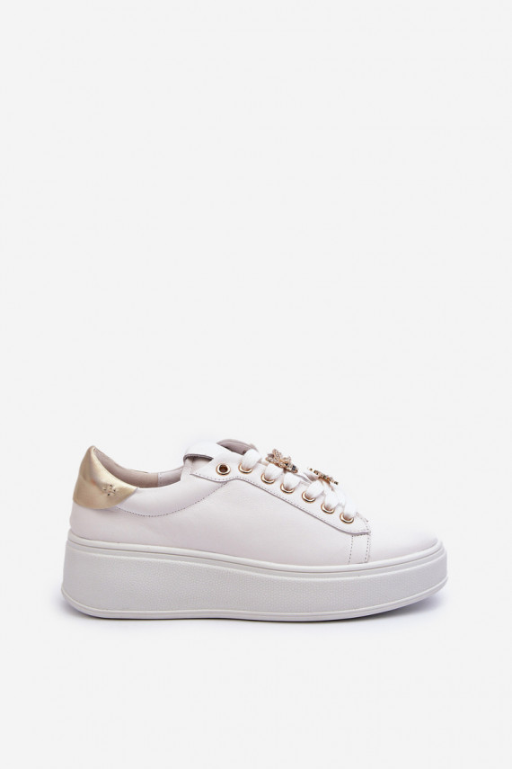 Nahk Sneakers tüüpi jalanõud Naiselik platvormiga Z Przypinkami D&A SN67 valget värvi