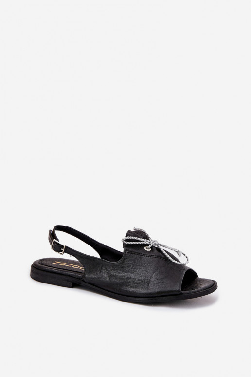 Zazoo 2898 Nahk Madalad sandaalid mustad
