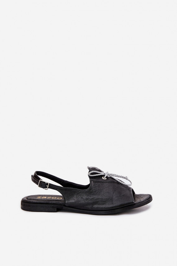 Zazoo 2898 Nahk Madalad sandaalid mustad