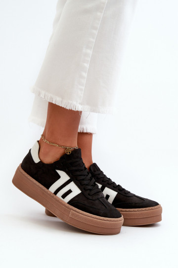 Zazoo N1095S2 Sneakers tüüpi jalanõud Nahk Naiselik platvormiga mustad 2