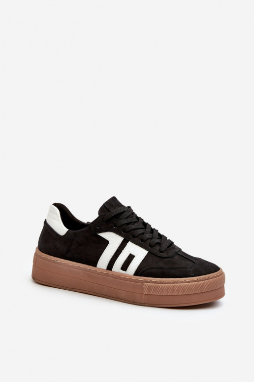 Zazoo N1095S2 Sneakers tüüpi jalanõud Nahk Naiselik platvormiga mustad