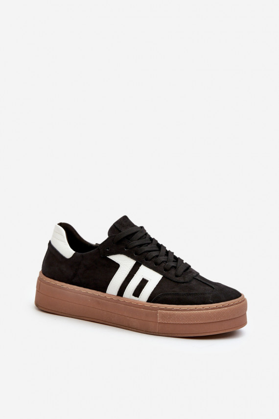 Zazoo N1095S2 Sneakers tüüpi jalanõud Nahk Naiselik platvormiga mustad