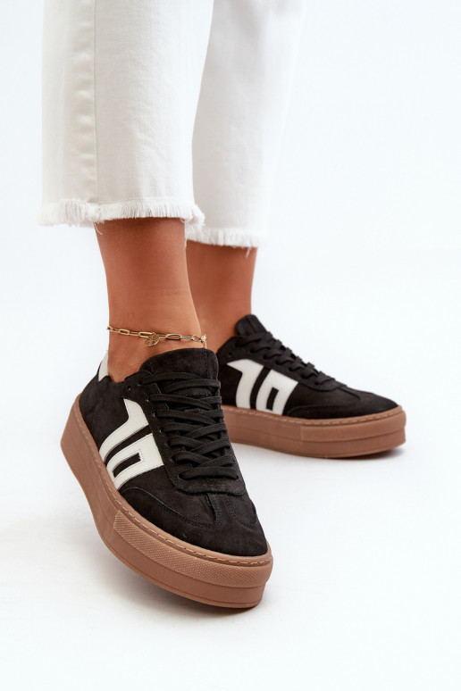 Zazoo N1095S2 Sneakers tüüpi jalanõud Nahk Naiselik platvormiga mustad