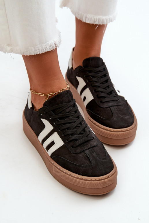 Zazoo N1095S2 Sneakers tüüpi jalanõud Nahk Naiselik platvormiga mustad