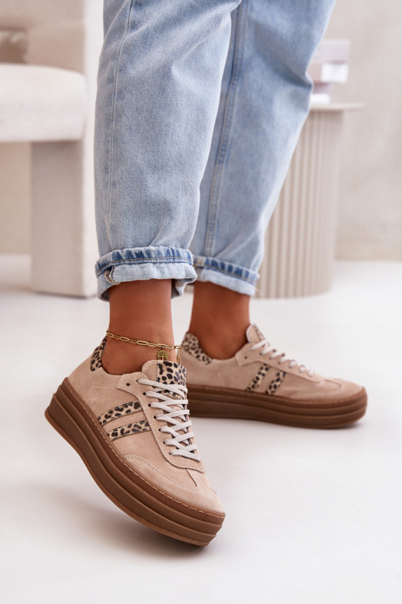Zazoo N1068S4 Sneakers tüüpi jalanõud platvormiga leopardimustriga Tumeroosad värvi