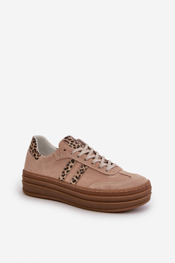 Zazoo N1068S4 Sneakers tüüpi jalanõud platvormiga leopardimustriga Tumeroosad värvi