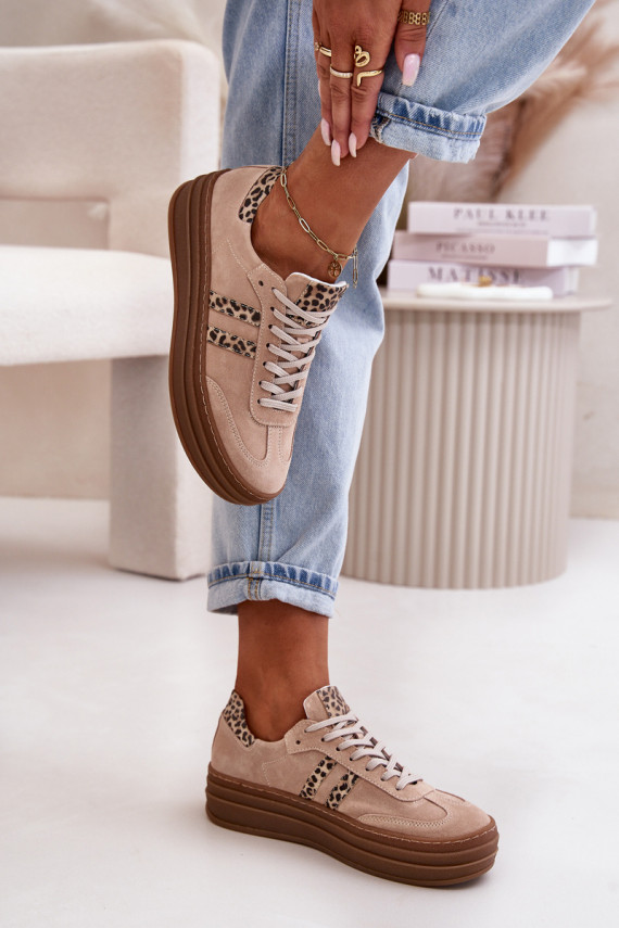 Zazoo N1068S4 Sneakers tüüpi jalanõud platvormiga leopardimustriga Tumeroosad värvi