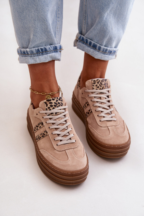 Zazoo N1068S4 Sneakers tüüpi jalanõud platvormiga leopardimustriga Tumeroosad värvi