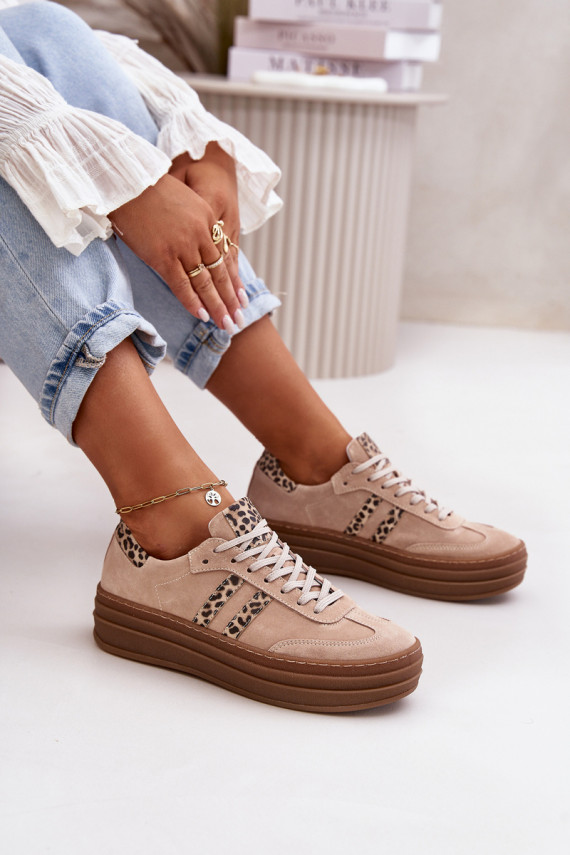 Zazoo N1068S4 Sneakers tüüpi jalanõud platvormiga leopardimustriga Tumeroosad värvi