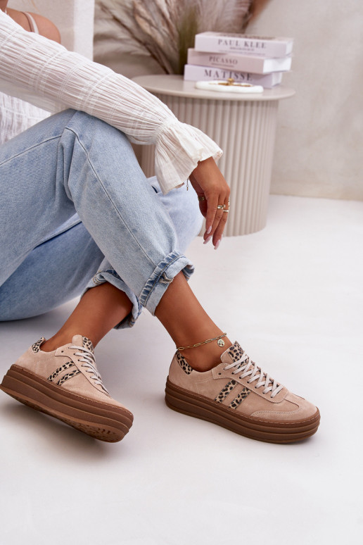Zazoo N1068S4 Sneakers tüüpi jalanõud platvormiga leopardimustriga Tumeroosad värvi