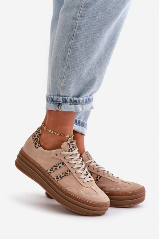 Zazoo N1068S4 Sneakers tüüpi jalanõud platvormiga leopardimustriga Tumeroosad värvi
