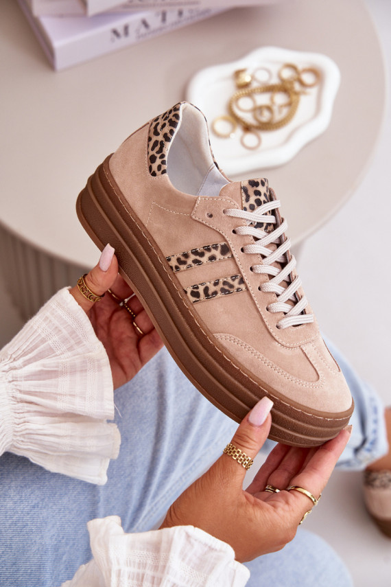 Zazoo N1068S4 Sneakers tüüpi jalanõud platvormiga leopardimustriga Tumeroosad värvi