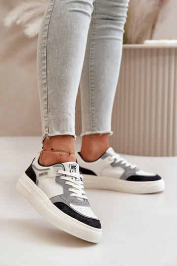 Naiste madal Sneakers tüüpi jalanõud eko-nahast Big Star OO274028 Valget-Halli värvi 2