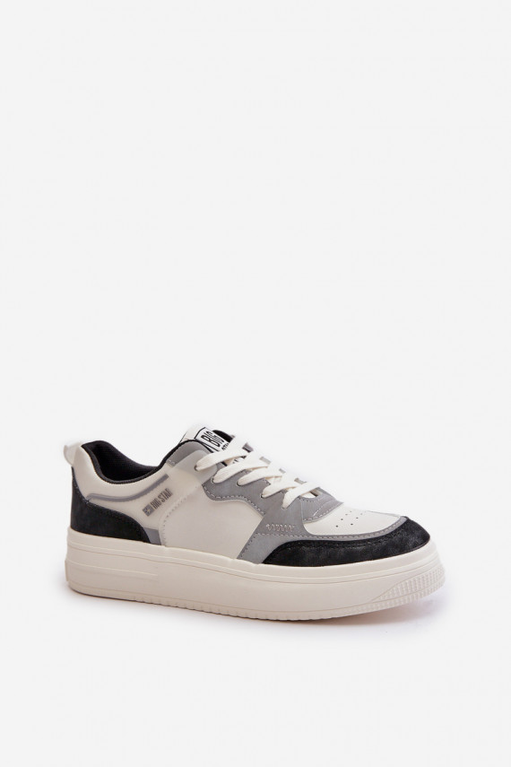 Naiste madal Sneakers tüüpi jalanõud eko-nahast Big Star OO274028 Valget-Halli värvi