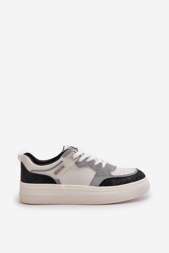 Naiste madal Sneakers tüüpi jalanõud eko-nahast Big Star OO274028 Valget-Halli värvi