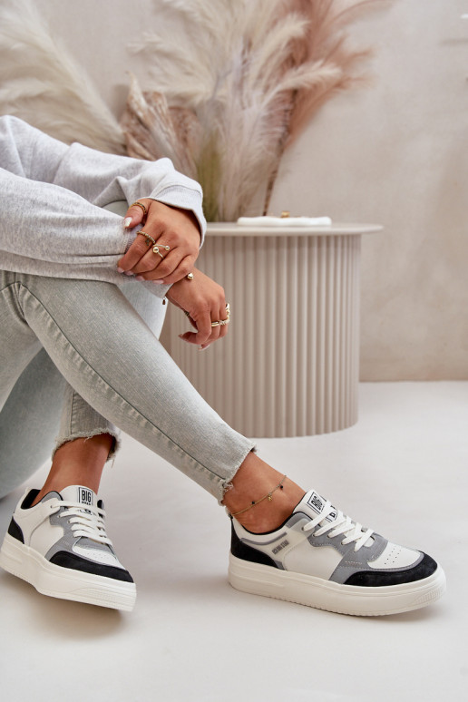 Naiste madal Sneakers tüüpi jalanõud eko-nahast Big Star OO274028 Valget-Halli värvi