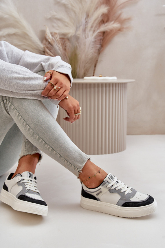 Naiste madal Sneakers tüüpi jalanõud eko-nahast Big Star OO274028 Valget-Halli värvi
