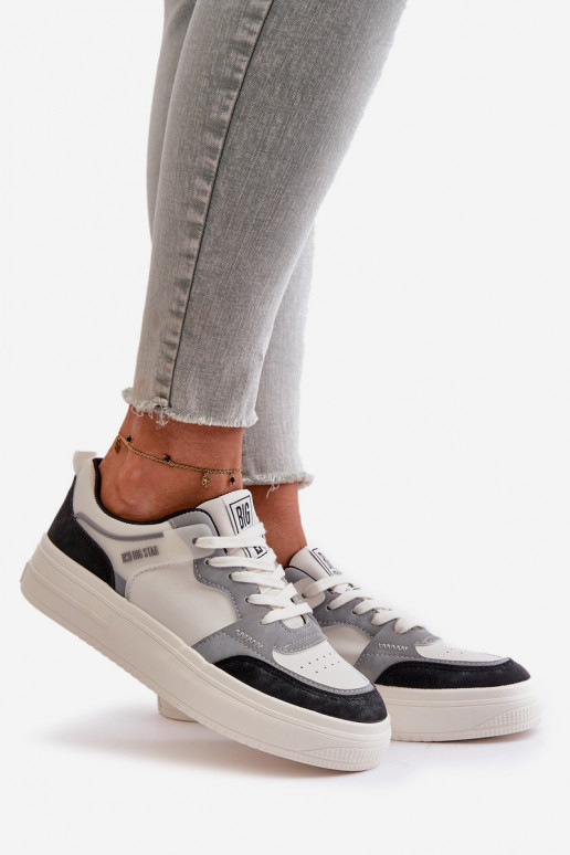 Naiste madal Sneakers tüüpi jalanõud eko-nahast Big Star OO274028 Valget-Halli värvi