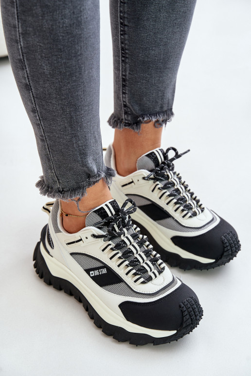 Nahk Sneakers tüüpi jalanõud Naiselik platvormiga Big Star OO274A220 HI-POLY SYSTEM Valget-mustad