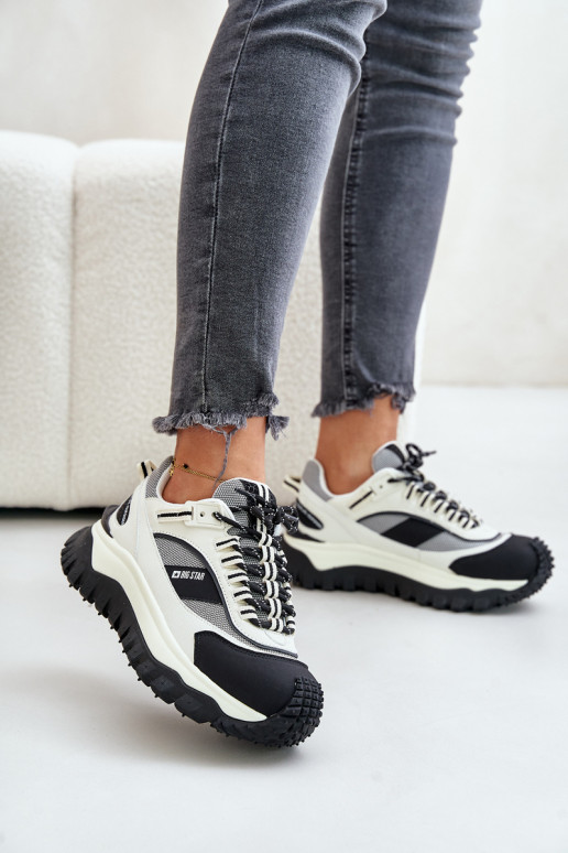 Nahk Sneakers tüüpi jalanõud Naiselik platvormiga Big Star OO274A220 HI-POLY SYSTEM Valget-mustad