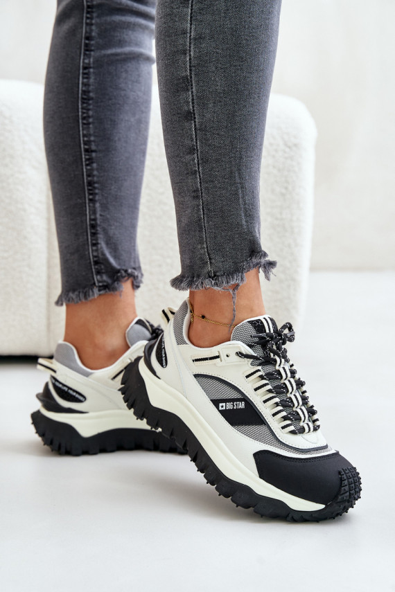 Nahk Sneakers tüüpi jalanõud Naiselik platvormiga Big Star OO274A220 HI-POLY SYSTEM Valget-mustad