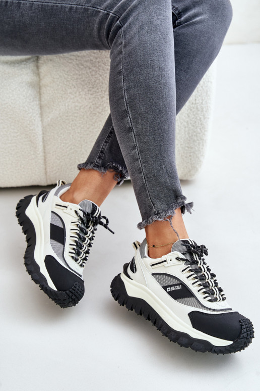 Nahk Sneakers tüüpi jalanõud Naiselik platvormiga Big Star OO274A220 HI-POLY SYSTEM Valget-mustad