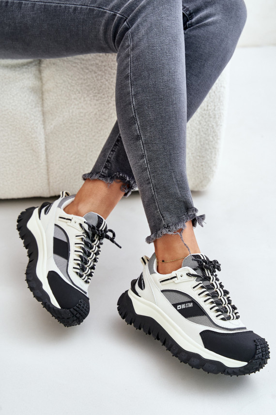 Nahk Sneakers tüüpi jalanõud Naiselik platvormiga Big Star OO274A220 HI-POLY SYSTEM Valget-mustad