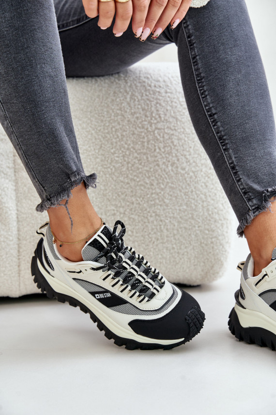 Nahk Sneakers tüüpi jalanõud Naiselik platvormiga Big Star OO274A220 HI-POLY SYSTEM Valget-mustad