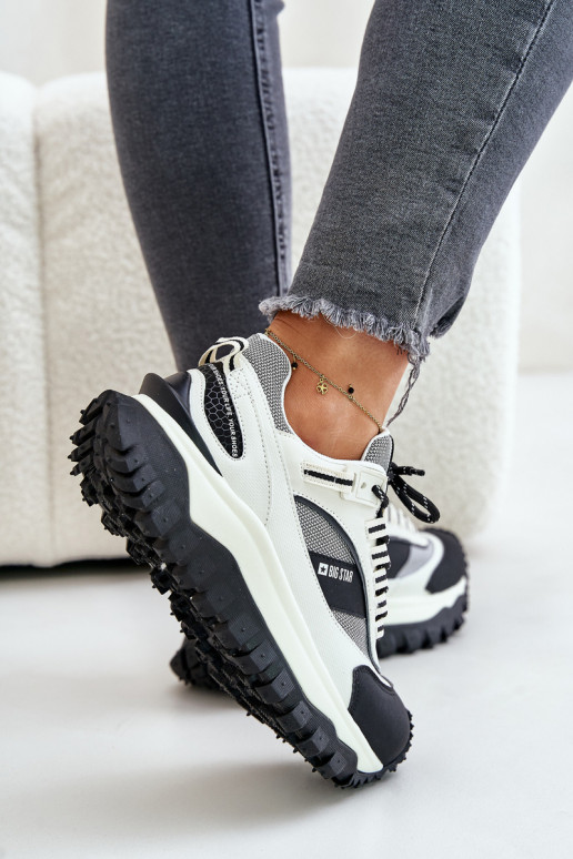 Nahk Sneakers tüüpi jalanõud Naiselik platvormiga Big Star OO274A220 HI-POLY SYSTEM Valget-mustad