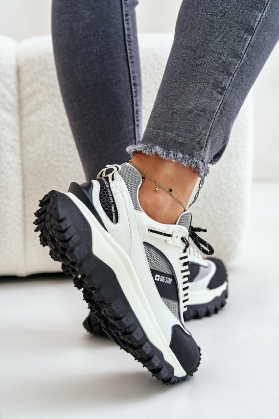 Nahk Sneakers tüüpi jalanõud Naiselik platvormiga Big Star OO274A220 HI-POLY SYSTEM Valget-mustad