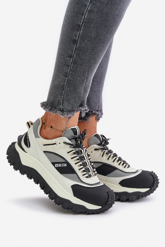 Nahk Sneakers tüüpi jalanõud Naiselik platvormiga Big Star OO274A220 HI-POLY SYSTEM Valget-mustad