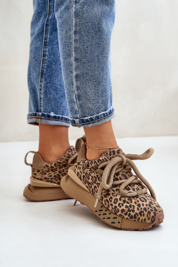 seemisnakhsed Sneakers tüüpi jalanõud Naiselik platvormiga Z Grubym Nööriminem leopardimustriga Artiker 55C0135 pruunid värvi