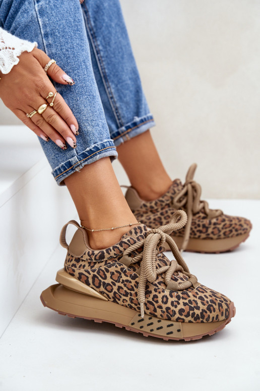 seemisnakhsed Sneakers tüüpi jalanõud Naiselik platvormiga Z Grubym Nööriminem leopardimustriga Artiker 55C0135 pruunid värvi
