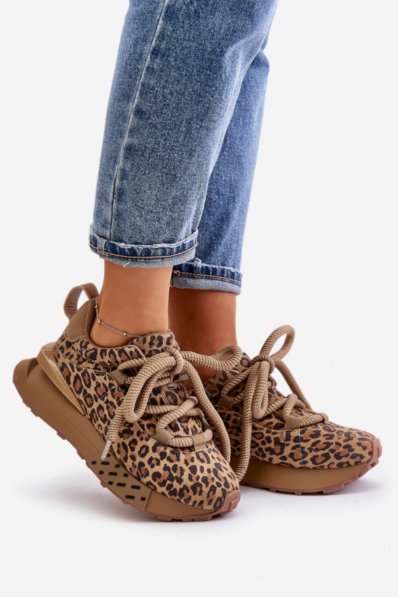 seemisnakhsed Sneakers tüüpi jalanõud Naiselik platvormiga Z Grubym Nööriminem leopardimustriga Artiker 55C0135 pruunid värvi