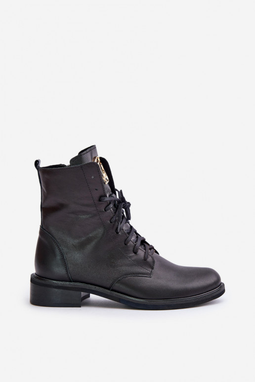 Zazoo 2955 Nahk saapad Ze Kuldset värvim DetalempealJęzyku mustad