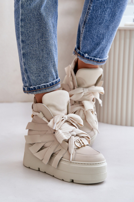 Nahk Sneakers tüüpi jalanõud Naiselik platvormiga CheBello 4561 beeži värvi