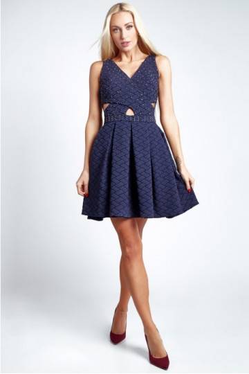 Party dress with opewnwork sleeves and neckline 2