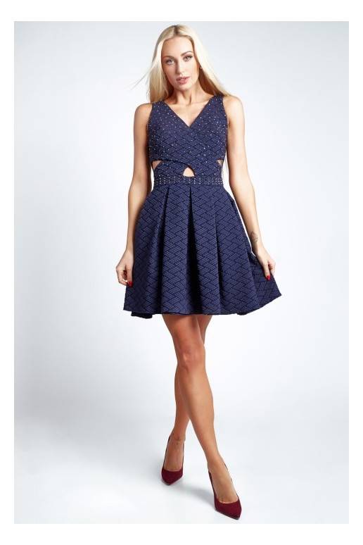 Party dress with opewnwork sleeves and neckline Party dress with opewnwork sleeves and neckline