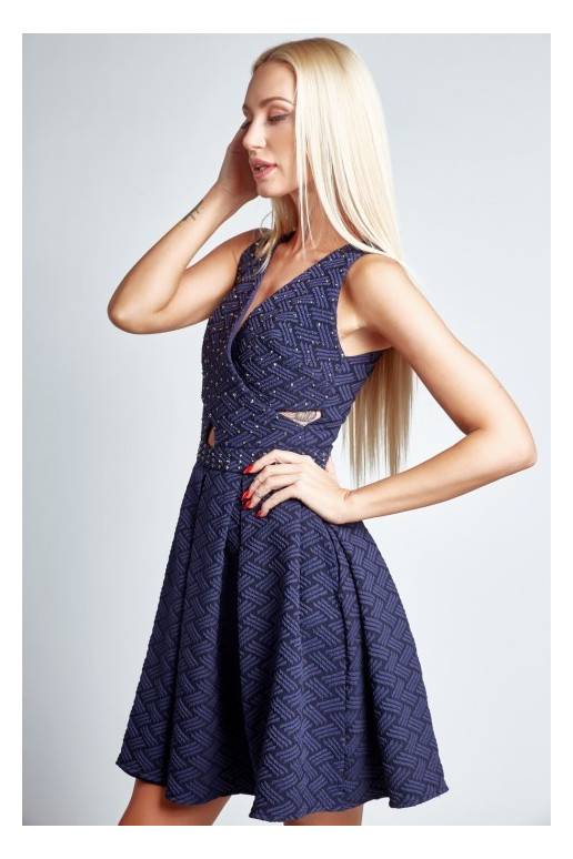 Party dress with opewnwork sleeves and neckline Party dress with opewnwork sleeves and neckline