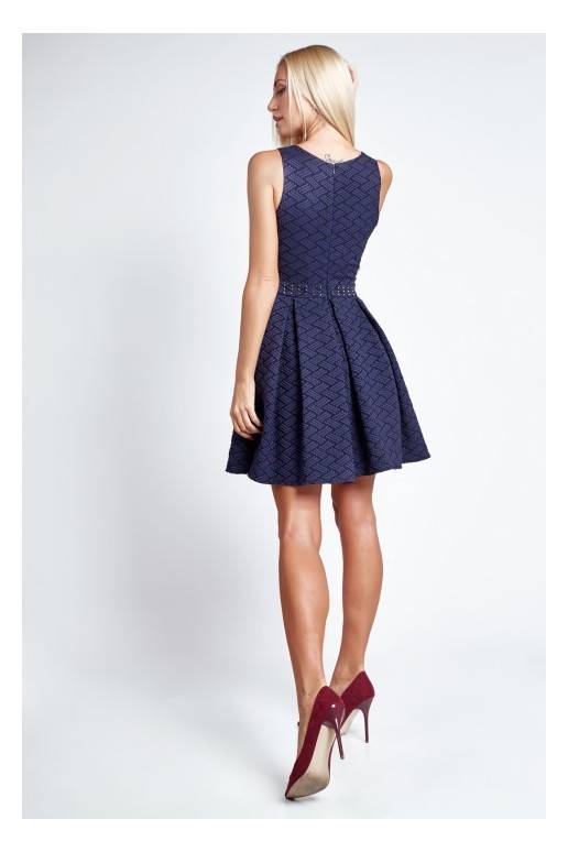 Party dress with opewnwork sleeves and neckline Party dress with opewnwork sleeves and neckline