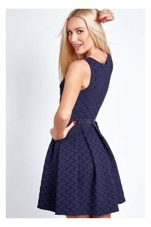 Party dress with opewnwork sleeves and neckline Party dress with opewnwork sleeves and neckline
