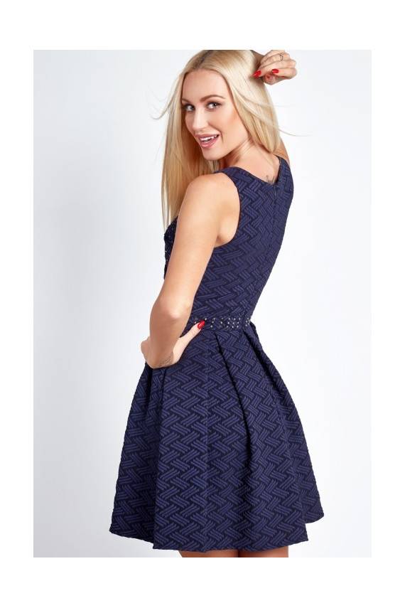 Party dress with opewnwork sleeves and neckline