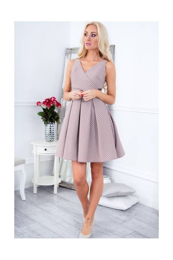 Party dress with opewnwork sleeves and neckline